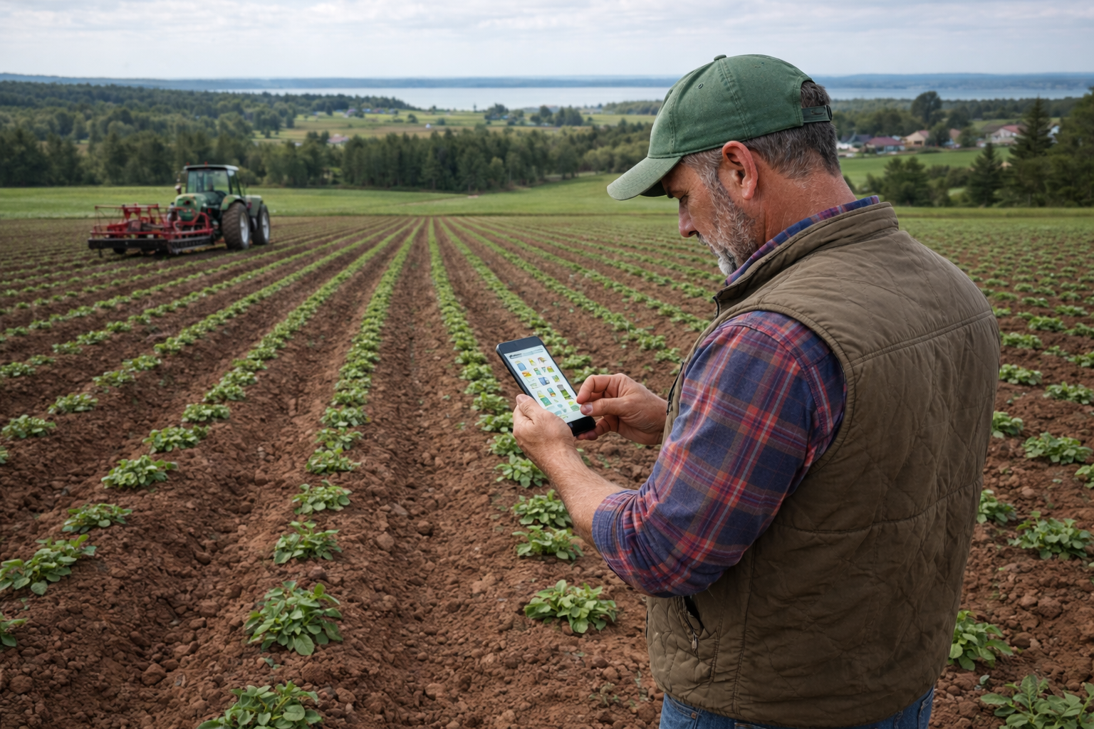 Grower using the mobile app in the field